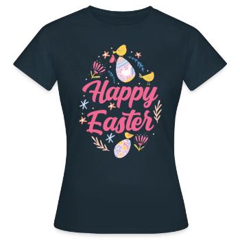 Joyeuses Pâques Pâques Pâques Pâques Lapin de Pâques Dictons - T-shirt Femme - marine - Devant - AI Model Female 172 dark (172cm)