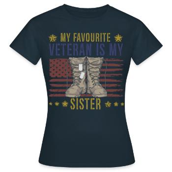My favorite veteran is my sister military - Women's T-Shirt - navy - Front - AI Model Female 172 dark (172cm)