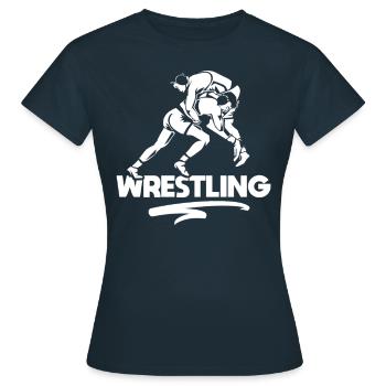 Lutte Lutte Lutte Lutte Lutte Wrestling Wrestling - T-shirt Femme - marine - Devant - AI Model Female 172 dark (172cm)