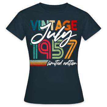 Vintage geboren Juli 1957 Geburtstag Juli 1957 - Frauen T-Shirt - Navy - Vorne - AI Model Female 172 dark (172cm)