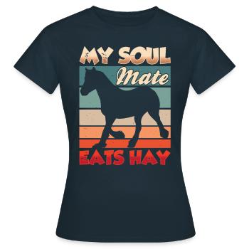 Mein Seelenverwandter Frisst Heu Pferd Reiten - Frauen T-Shirt - Navy - Vorne - AI Model Female 172 dark (172cm)