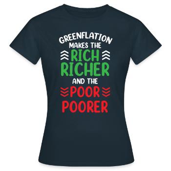 Greenflation riche riche plus riche et pauvre plus pauvre - T-shirt Femme - marine - Devant - AI Model Female 172 dark (172cm)