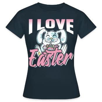 Ich Liebe Ostern Osterfest Osterei Osterhase - Frauen T-Shirt - Navy - Vorne - AI Model Female 172 dark (172cm)