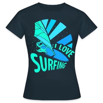 J’adore surfer surf surf surf surf - T-shirt Femme - marine - Devant - AI Model Female 172 dark (172cm)