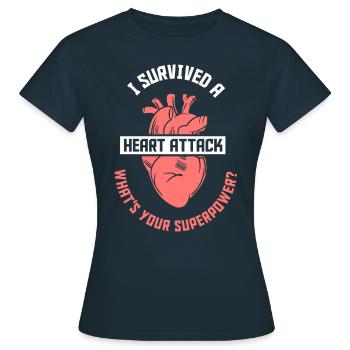 I survived a heart attack - Women's T-Shirt - navy - Front - AI Model Female 172 dark (172cm)