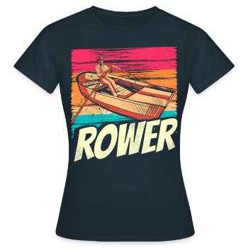 Rowing Rowing Boat Rowing Rowing Rowing Rowing - Women's T-Shirt - navy - Front - AI Model Female 172 dark (172cm)
