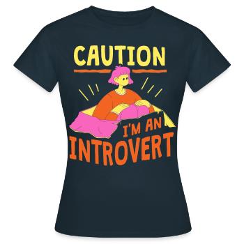 Attention Je suis un introverti timide - T-shirt Femme - marine - Devant - AI Model Female 172 dark (172cm)