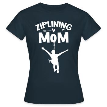 Ziplining Mama Sport Zipline Sprüche Seilrutsche - Frauen T-Shirt - Navy - Vorne - AI Model Female 172 dark (172cm)