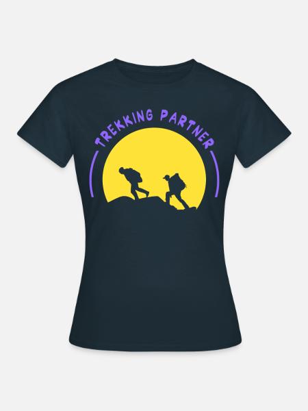 Trekking Partner Wandern Wanderer Wanderung - Frauen T-Shirt - Navy