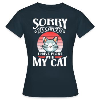 Malheureusement, je ne peux pas avoir de plans avec mon chat - T-shirt Femme - marine - Devant - AI Model Female 172 dark (172cm)