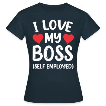 J’aime mon patron (travailleur indépendant) pigiste - T-shirt Femme - marine - Devant - AI Model Female 172 dark (172cm)