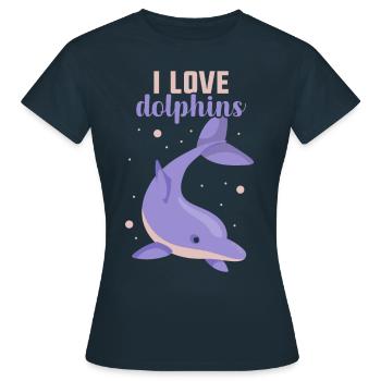 J’adore les dauphins dauphin dauphin dauphin - T-shirt Femme - marine - Devant - AI Model Female 172 dark (172cm)