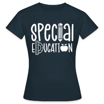 Éducateur de l’enfance en difficulté Enseignante de la profession d’éducateur de l’enfance en difficulté - T-shirt Femme - marine - Devant - AI Model Female 172 dark (172cm)