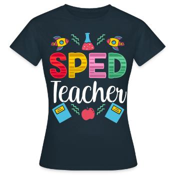 Enseignante en éducation de l’enfance en difficulté Profession de l’éducation de l’enfance en difficulté - T-shirt Femme - marine - Devant - AI Model Female 172 dark (172cm)