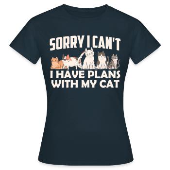 Malheureusement, je ne peux pas avoir de plans avec mon chat - T-shirt Femme - marine - Devant - AI Model Female 172 dark (172cm)