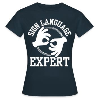 Gebärdensprache Experte Awareness Gebärden Gestik - Frauen T-Shirt - Navy - Vorne - AI Model Female 172 dark (172cm)