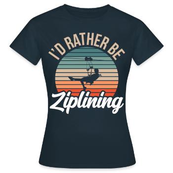 I'd Rather Be Ziplining Seilrutsche Zipline Sport - Frauen T-Shirt - Navy - Vorne - AI Model Female 172 dark (172cm)