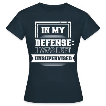 Laissé sans surveillance pour ma défense - T-shirt Femme - marine - Devant - AI Model Female 172 dark (172cm)
