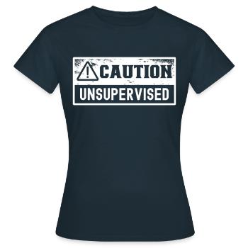 Attention sans surveillance sans surveillance Sarcastique non supervisé - T-shirt Femme - marine - Devant - AI Model Female 172 dark (172cm)