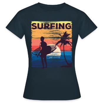 Surf Surf Surfer Planche de surf Surf - T-shirt Femme - marine - Devant - AI Model Female 172 dark (172cm)