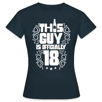 This guy is officially 18 eighteen birthday - Women's T-Shirt - navy - Front - AI Model Female 172 dark (172cm)