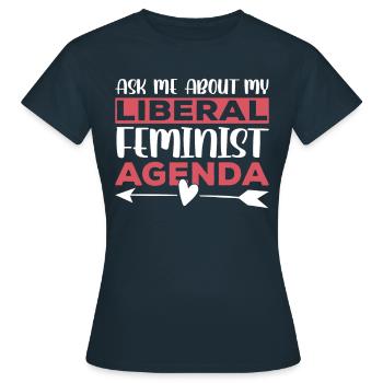 Agenda féministe libéral Féminisme Féministe - T-shirt Femme - marine - Devant - AI Model Female 172 dark (172cm)