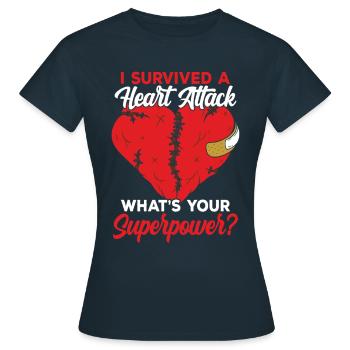 I survived a heart attack Heart attack - Women's T-Shirt - navy - Front - AI Model Female 172 dark (172cm)