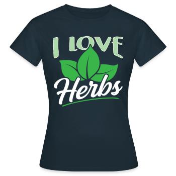 J’aime les herbes herbes herbes de jardin - T-shirt Femme - marine - Devant - AI Model Female 172 dark (172cm)