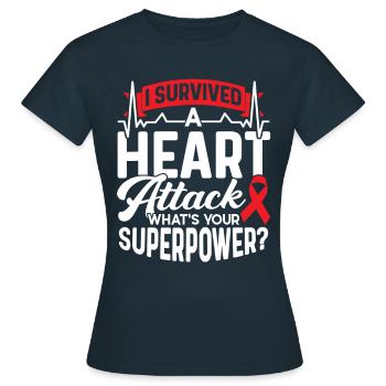 I survived a heart attack Heart attack - Women's T-Shirt - navy - Front - AI Model Female 172 dark (172cm)