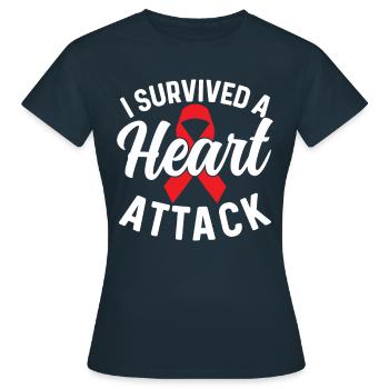 I survived a heart attack Heart attack - Women's T-Shirt - navy - Front - AI Model Female 172 dark (172cm)