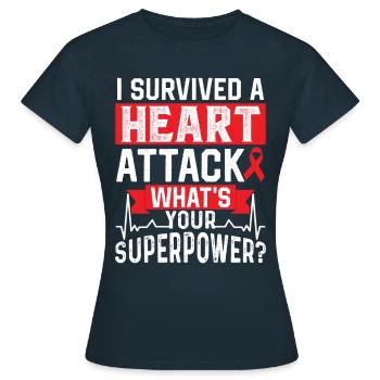 I survived a heart attack Heart attack - Women's T-Shirt - navy - Front - AI Model Female 172 dark (172cm)