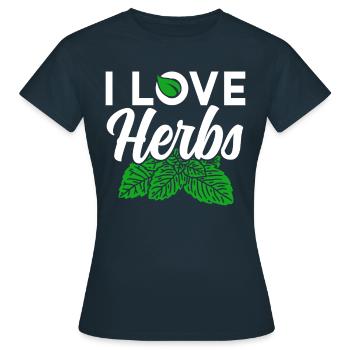 J’aime les herbes Herb Herb Jardin - T-shirt Femme - marine - Devant - AI Model Female 172 dark (172cm)