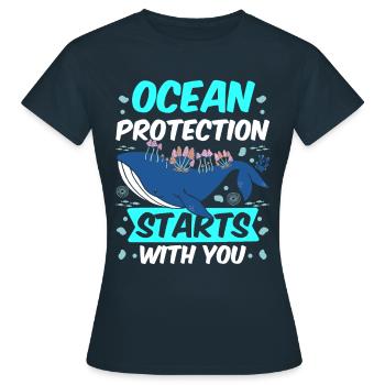 The protection of the seas begins with you sea sea - Women's T-Shirt - navy - Front - AI Model Female 172 dark (172cm)