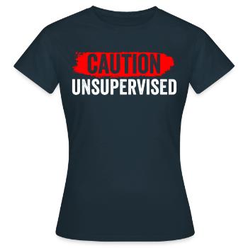 Attention sans surveillance sarcastiquement sans surveillance - T-shirt Femme - marine - Devant - AI Model Female 172 dark (172cm)