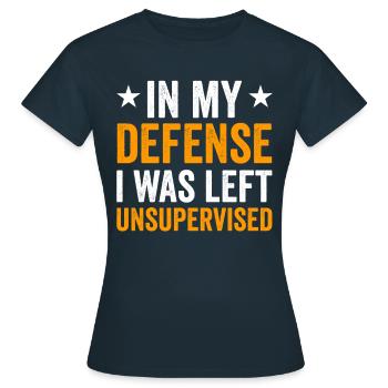 Laissé sans surveillance pour ma défense - T-shirt Femme - marine - Devant - AI Model Female 172 dark (172cm)