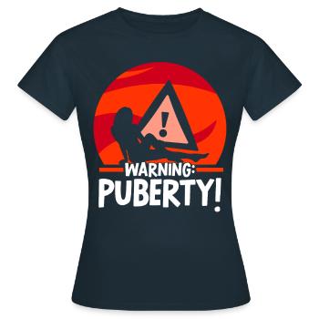 Avertissement: Adolescent adulte sarcastique de puberté - T-shirt Femme - marine - Devant - AI Model Female 172 dark (172cm)