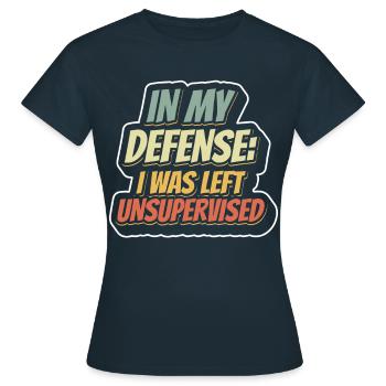 Laissé sans surveillance pour ma défense - T-shirt Femme - marine - Devant - AI Model Female 172 dark (172cm)