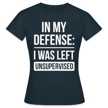 Laissé sans surveillance pour ma défense - T-shirt Femme - marine - Devant - AI Model Female 172 dark (172cm)