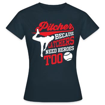 Lanceur parce que les receveurs ont aussi besoin de héros Lanceurs - T-shirt Femme - marine - Devant - AI Model Female 172 dark (172cm)