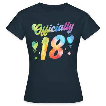 Officiellement 18 Dix-huit ans Anniversaire de l’enfant - T-shirt Femme - marine - Devant - AI Model Female 172 dark (172cm)