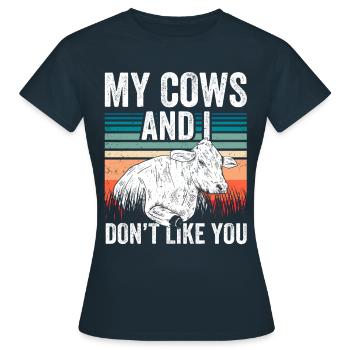 Mes vaches et je ne t’aime pas Vache Vache laitière - T-shirt Femme - marine - Devant - AI Model Female 172 dark (172cm)