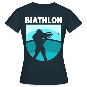 Biathlon Biathlons Biathletin Sport Biathlet - Frauen T-Shirt - Navy - Vorne - AI Model Female 172 dark (172cm)