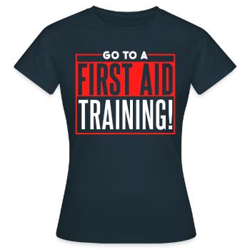 Take part in a first aid course instructor - Women's T-Shirt - navy - Front - AI Model Female 172 dark (172cm)