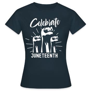 Célèbre le Juneteenth Black African American 1865 - T-shirt Femme - marine - Devant - AI Model Female 172 dark (172cm)