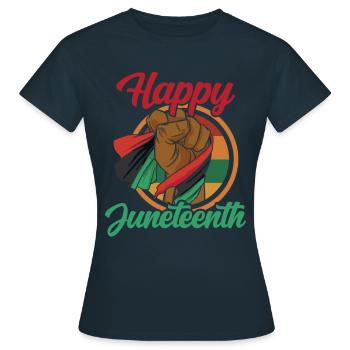 Fröhlicher Juneteenth Black African American 1865 - Frauen T-Shirt - Navy - Vorne - AI Model Female 172 dark (172cm)