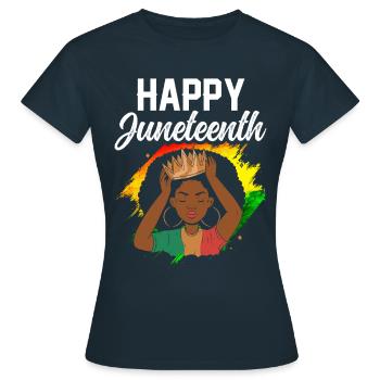 Fröhlicher Juneteenth African American Black 1865 - Frauen T-Shirt - Navy - Vorne - AI Model Female 172 dark (172cm)