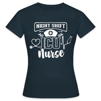 Night shift intensive care nurse intensive - Women's T-Shirt - navy - Front - AI Model Female 172 dark (172cm)