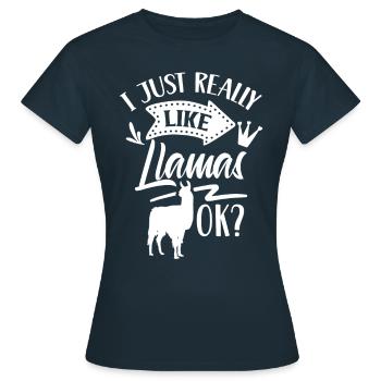 J’aime beaucoup les lamas llama llama l’animal lama - T-shirt Femme - marine - Devant - AI Model Female 172 dark (172cm)
