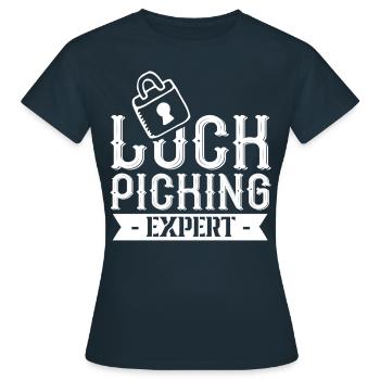 Lockpicking Experte Lock Picking Schloss Knacken - Frauen T-Shirt - Navy - Vorne - AI Model Female 172 dark (172cm)