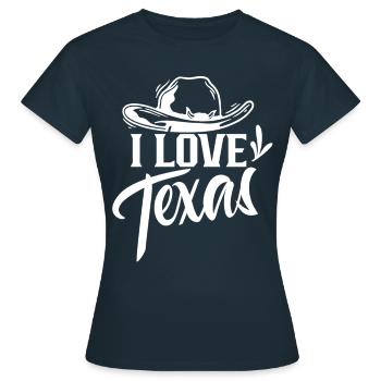 J’aime le Texas Fier Texan Dictons Texan - T-shirt Femme - marine - Devant - AI Model Female 172 dark (172cm)